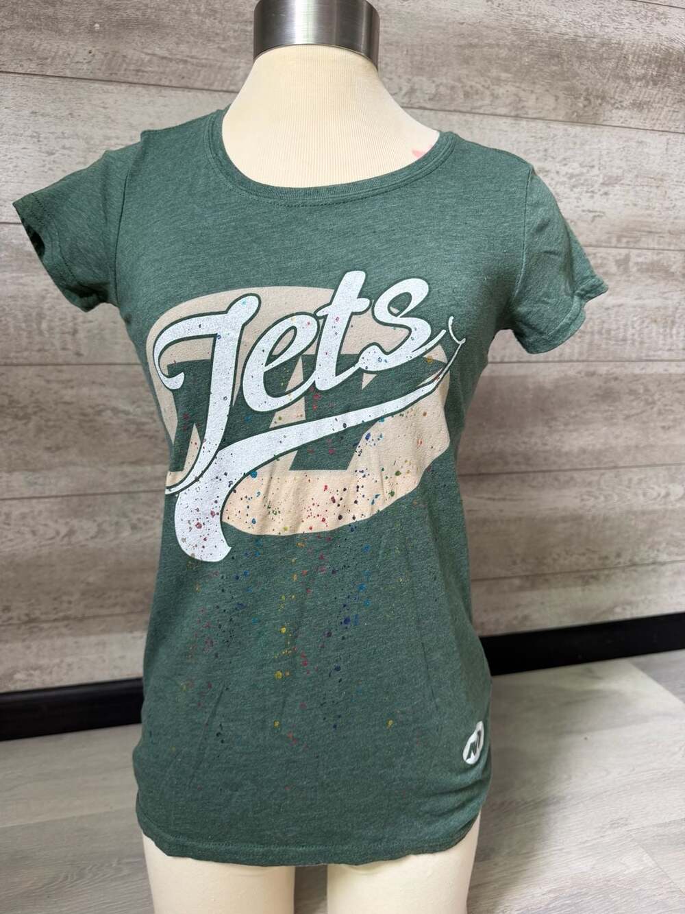 Reebok New York Jets T-Shirt Size S Green Paint Splatter NFL
